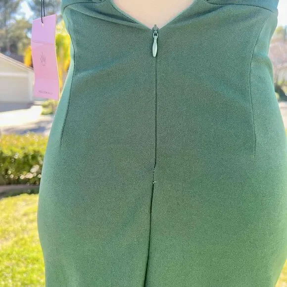 Hello Molly Outta Cash Midi Dress Dark Forest Green Size 4 Small NWT w tiny flaw - Picture 6 of 9